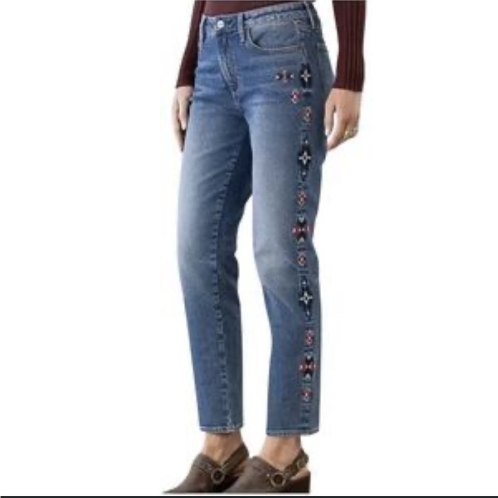 Driftwood Gizelle Cotton Medium Wash Southwestern Aztec Embroidery Jeans Size 28